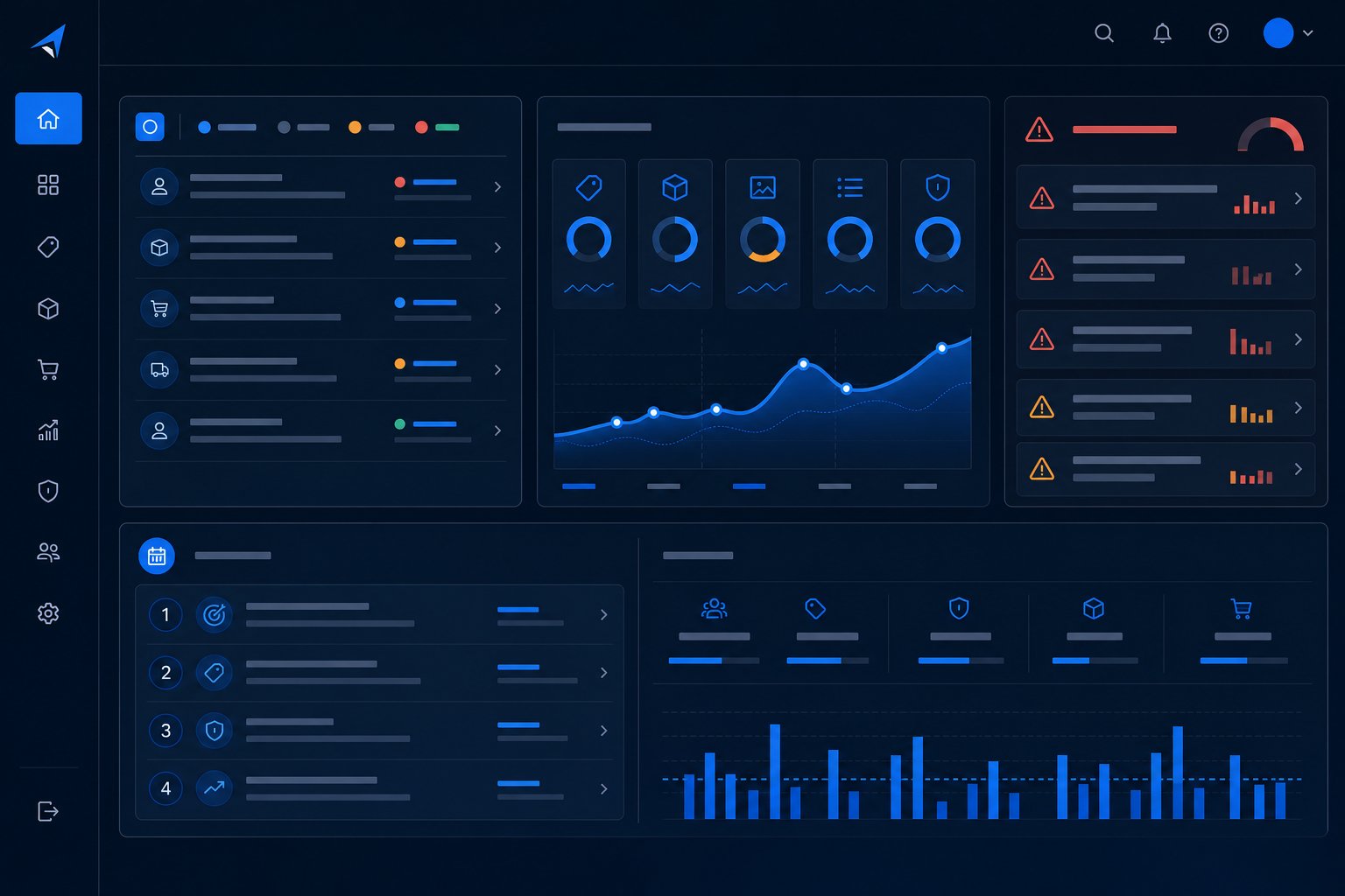 Marketplace operations dashboard showing support cases, catalog health, and weekly action priorities